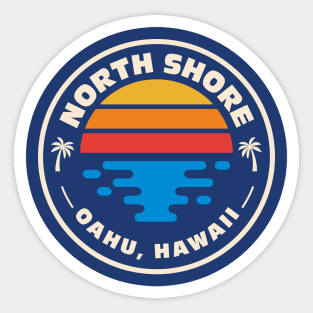 Retro North Shore Oahu Hawaii Vintage Beach Surf Emblem Sticker